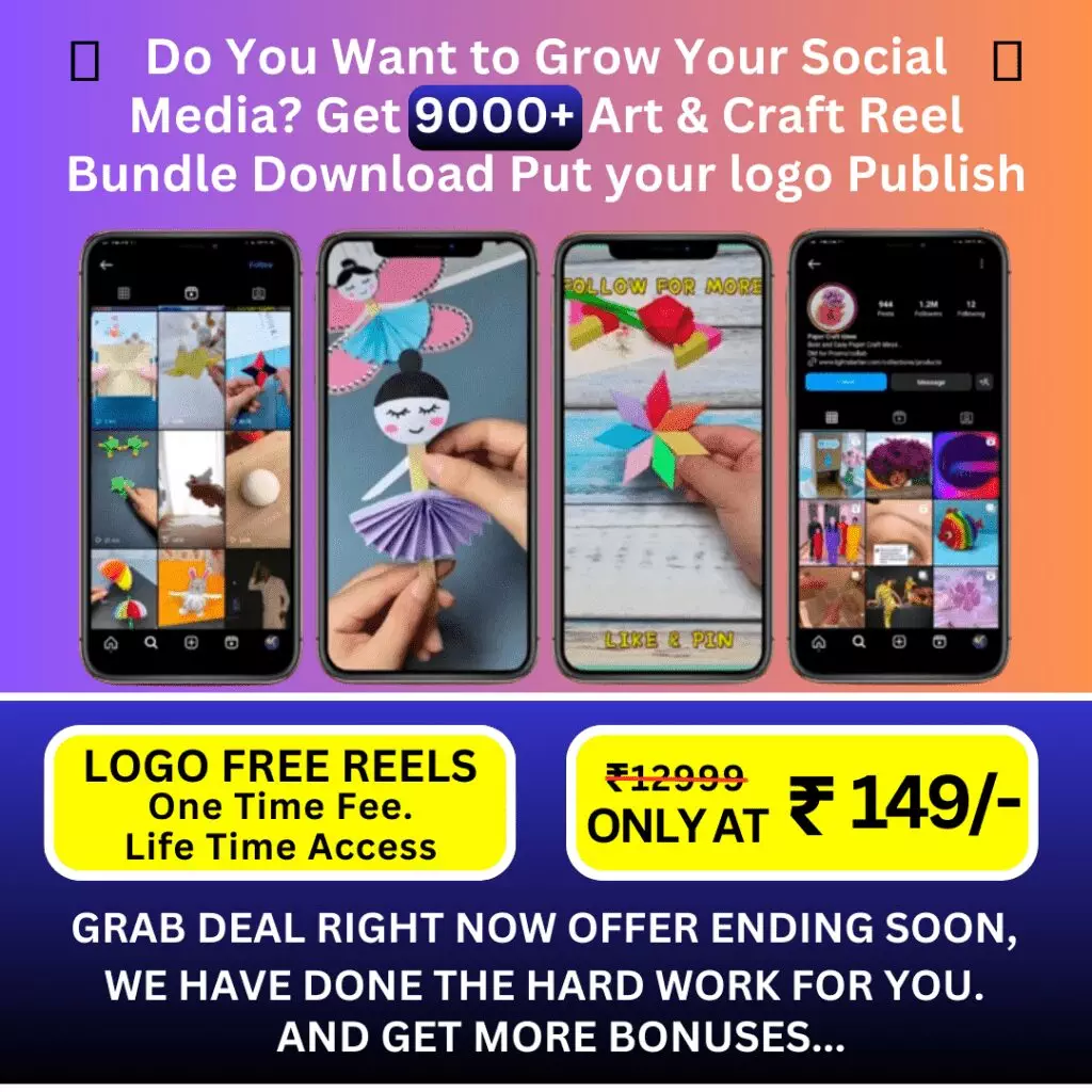 Do You Want to Grow Your Social Media Get 9000 Art Craft Reel Bundle Download Put your logo Publish 1024x1024 1